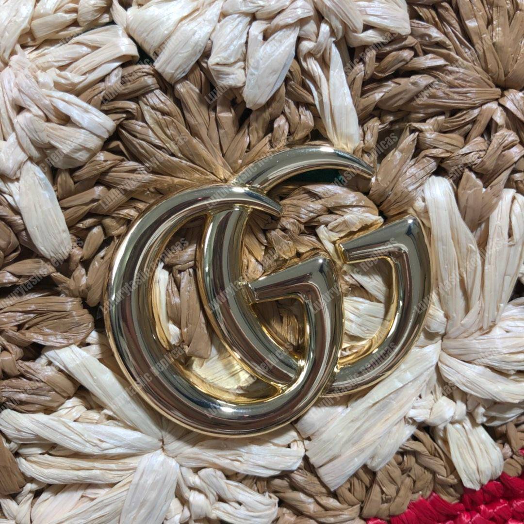 G*u*i marmont raffia small shoulder bag red green