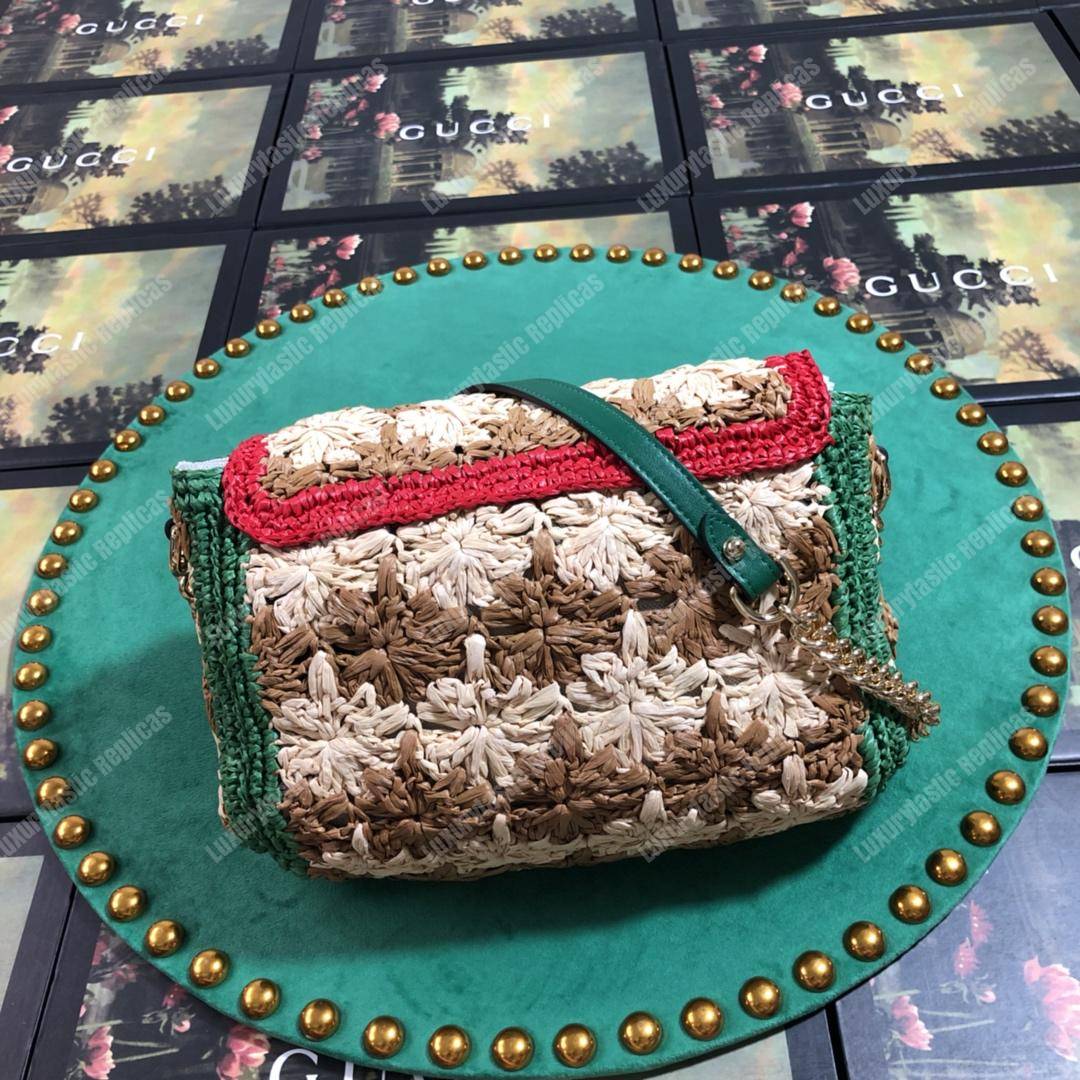 G*u*i marmont raffia small shoulder bag red green