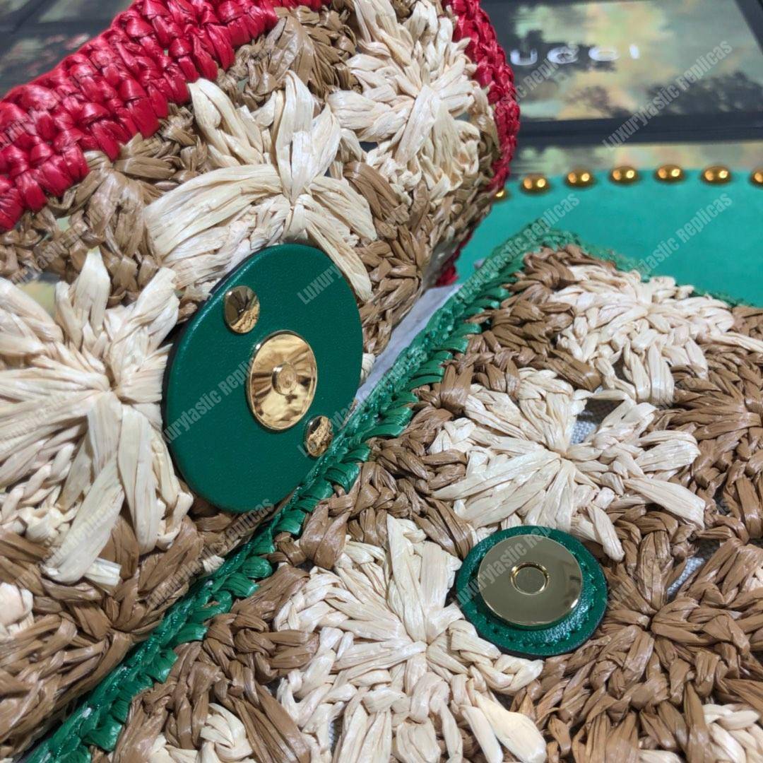 G*u*i marmont raffia small shoulder bag red green