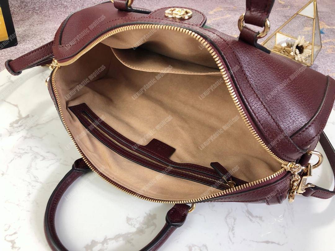 G*u*i ophidia medium top handle bag burgundy