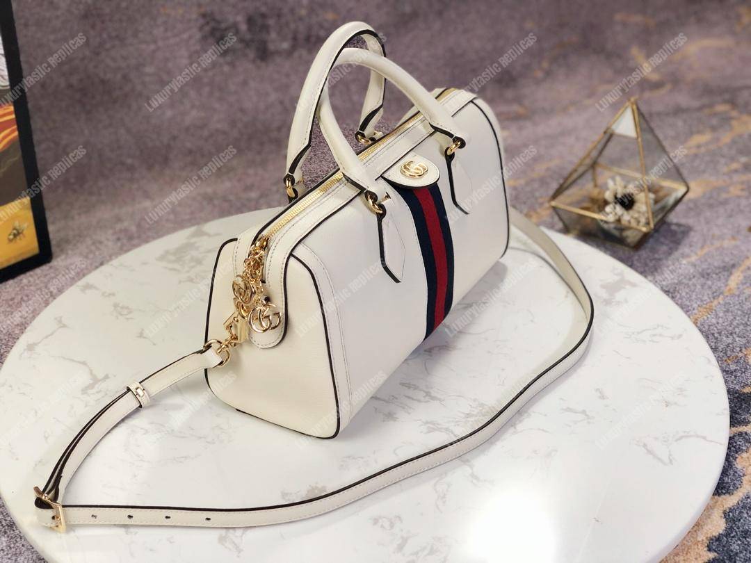 G*u*i ophidia medium top handle bag white