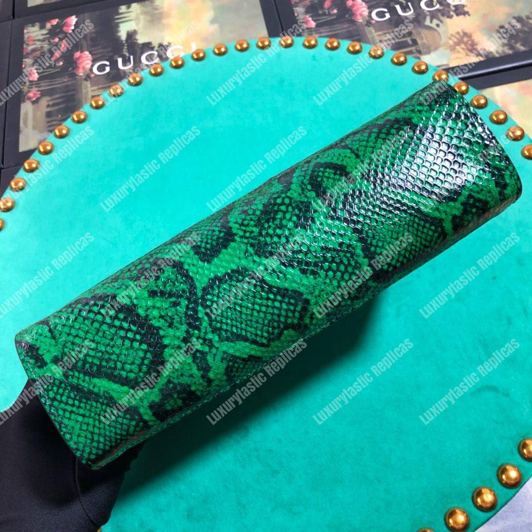 G*u*i online exclusive ophidia straw small shoulder bag green snakeskin trim