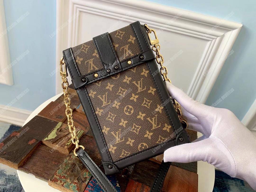 LV Pochette Verticale Trunk Monogram Canvas Black Leather