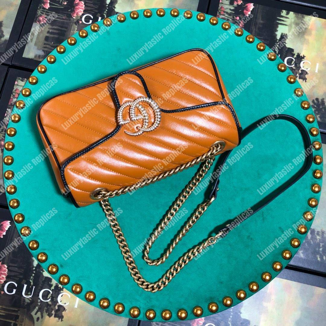 G*u*i gg marmont small shoulder bag cognac