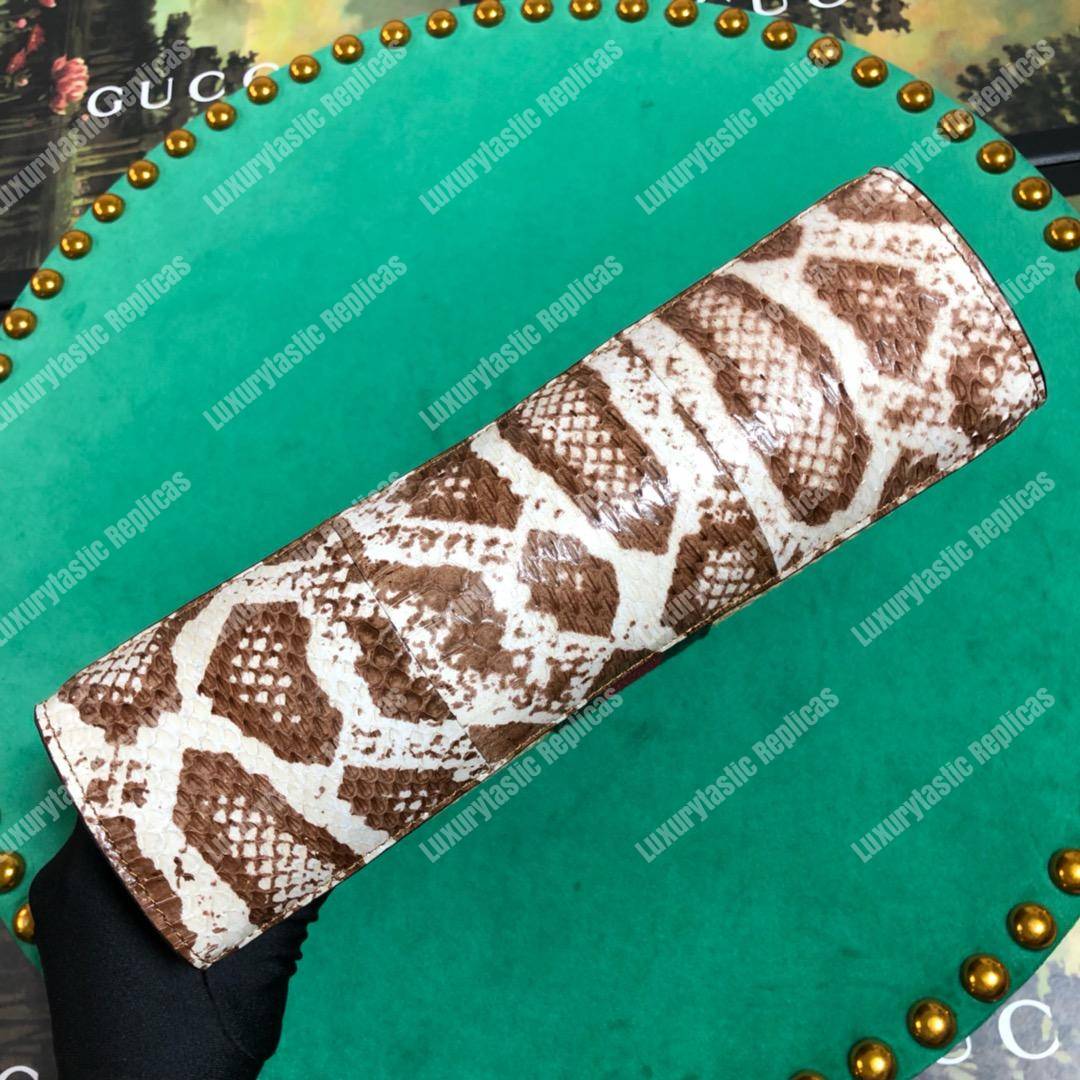 G*u*i online exclusive ophidia straw small shoulder bag cream & brown snakeskin trim