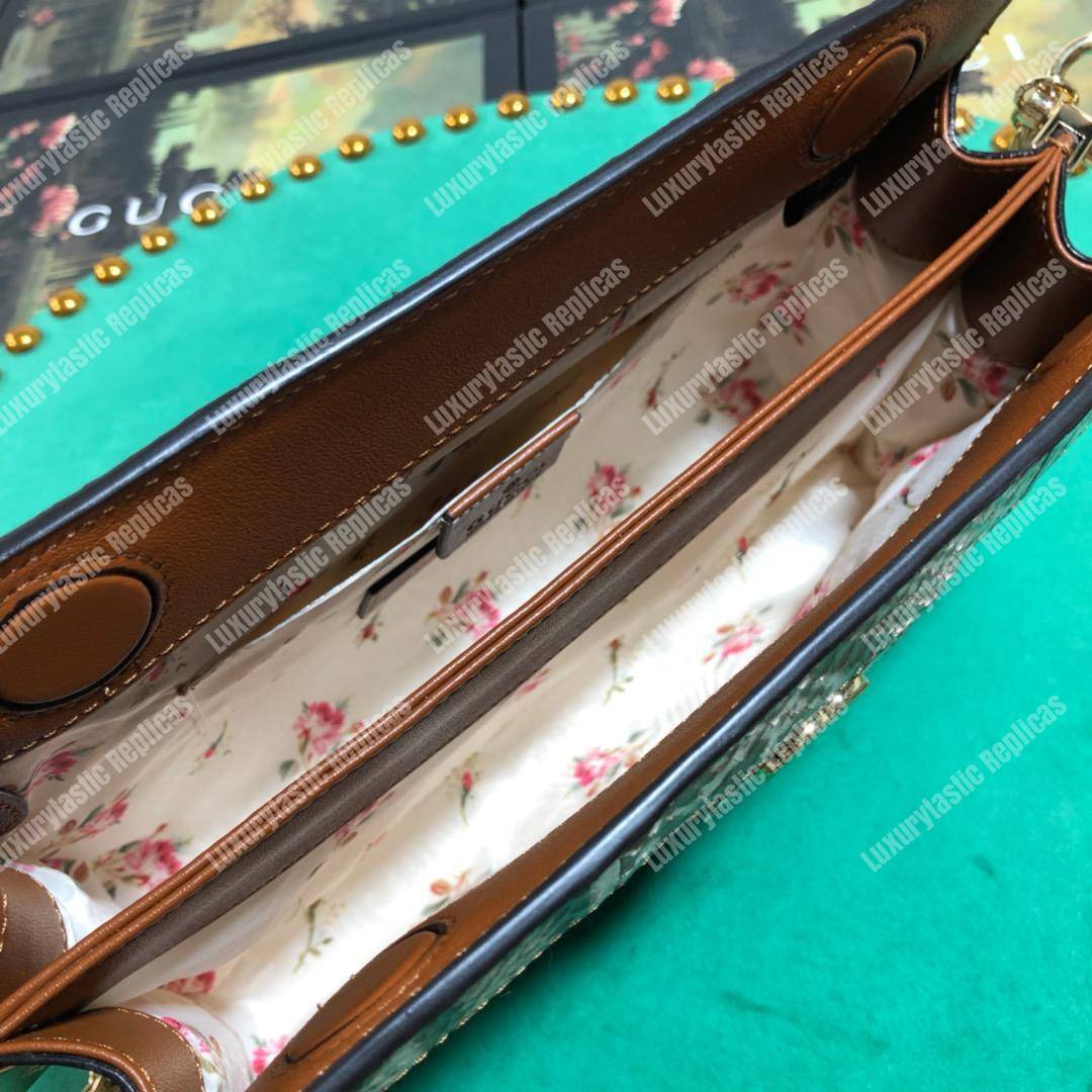 G*u*i online exclusive ophidia straw small shoulder bag cream & brown snakeskin trim