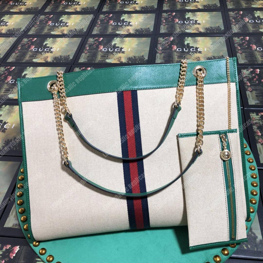 G*u*i online exclusive rajah large tote green trim