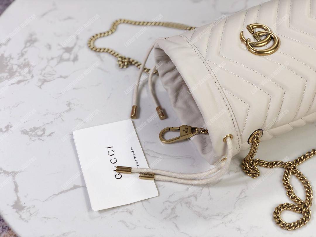 G*u*i gg marmont mini bucket bag white