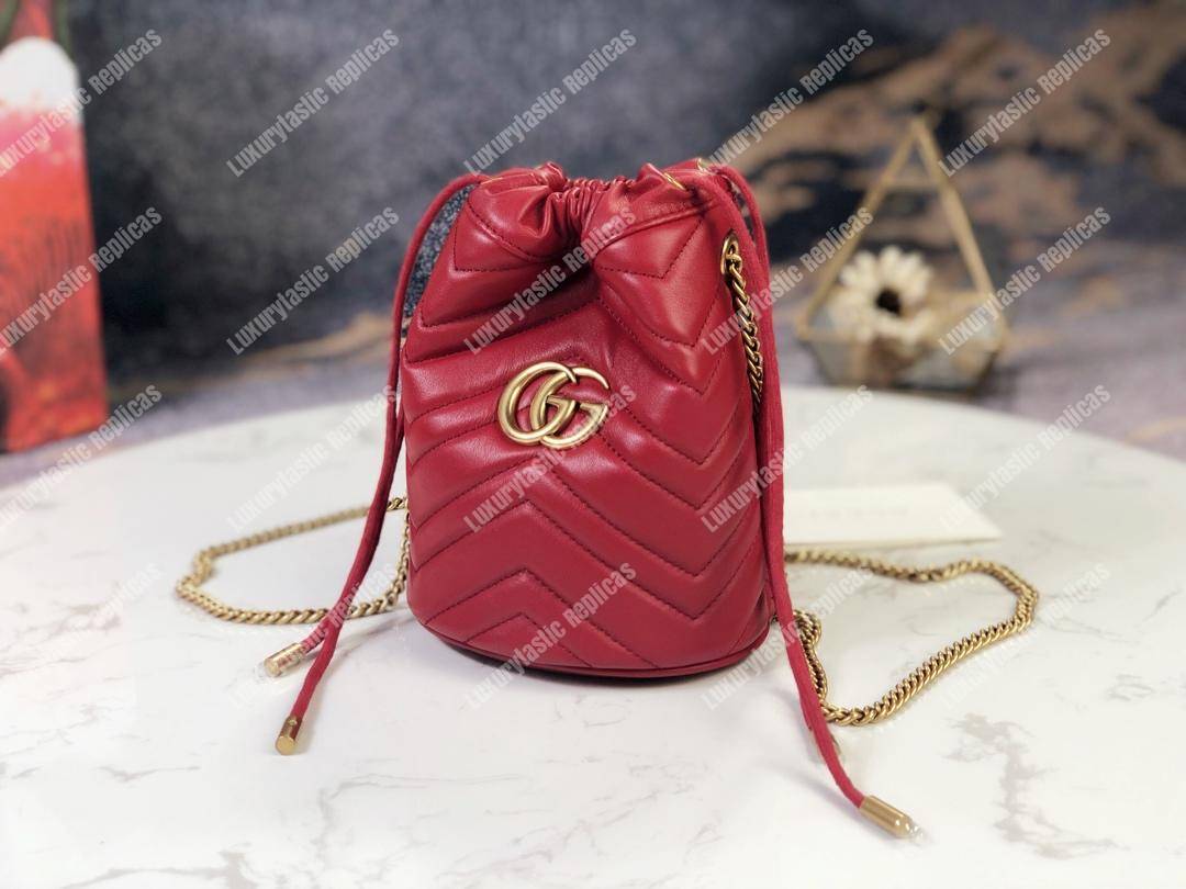 G*u*i gg marmont mini bucket bag hibiscus red