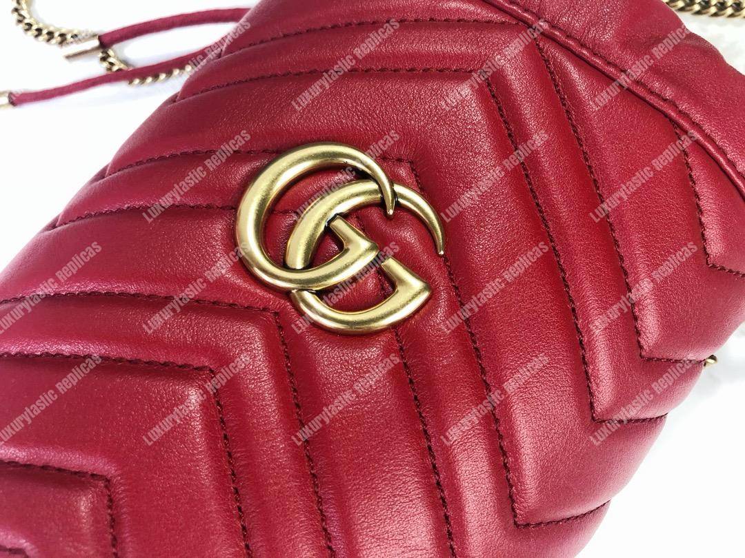 G*u*i gg marmont mini bucket bag hibiscus red