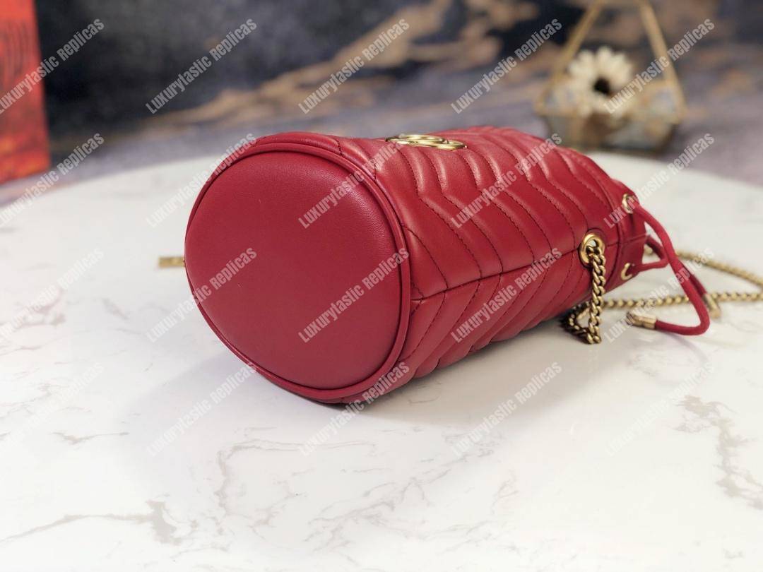 G*u*i gg marmont mini bucket bag hibiscus red
