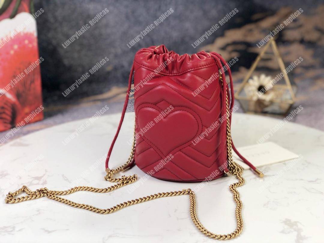 G*u*i gg marmont mini bucket bag hibiscus red