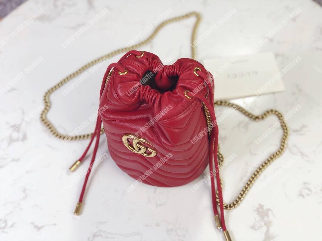 G*u*i gg marmont mini bucket bag hibiscus red