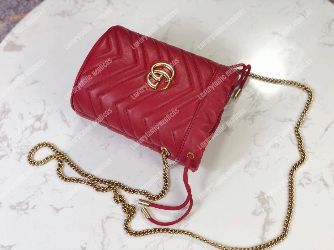 G*u*i gg marmont mini bucket bag hibiscus red