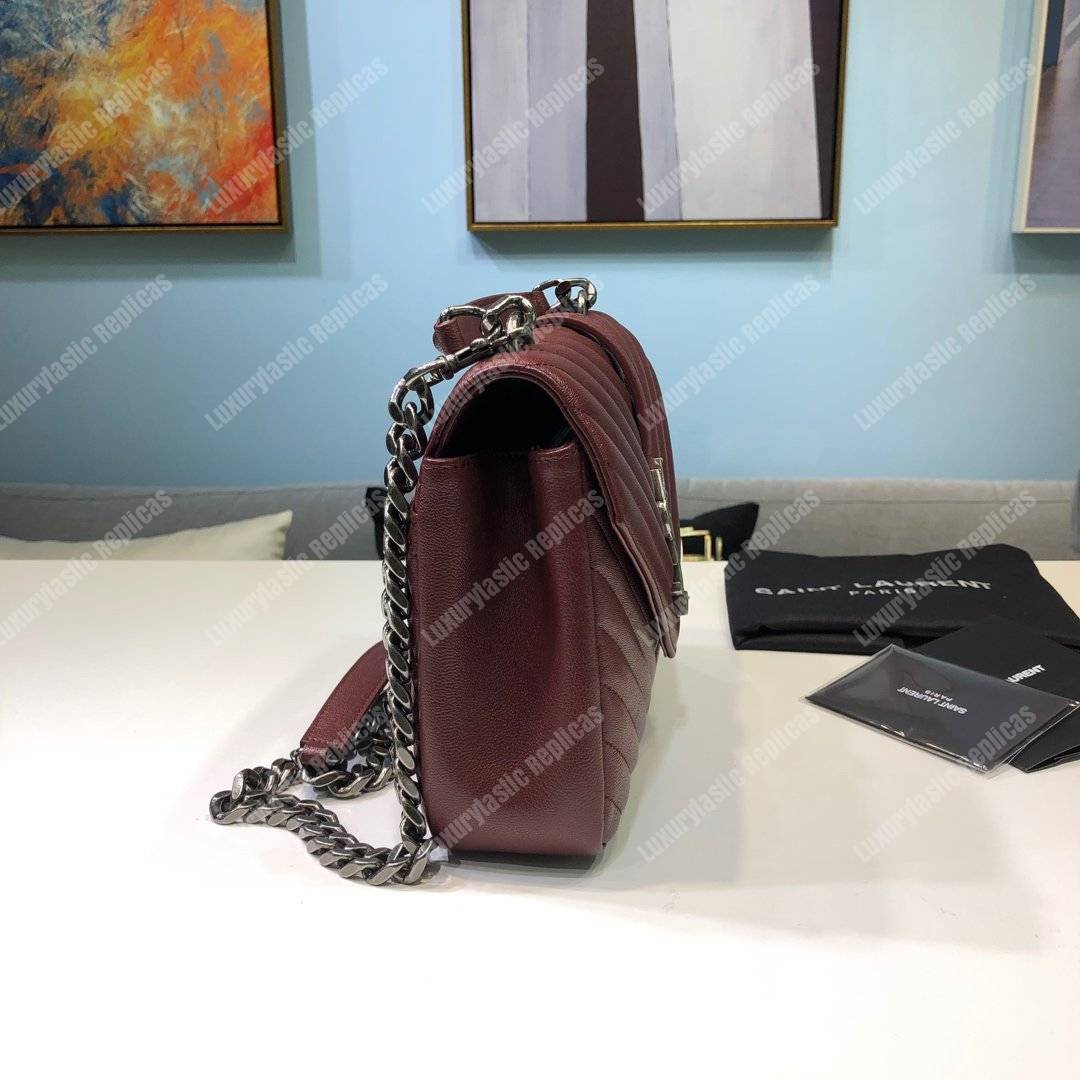 Saint Laurent Classic Medium College Monogram Dark Red Silver-Toned