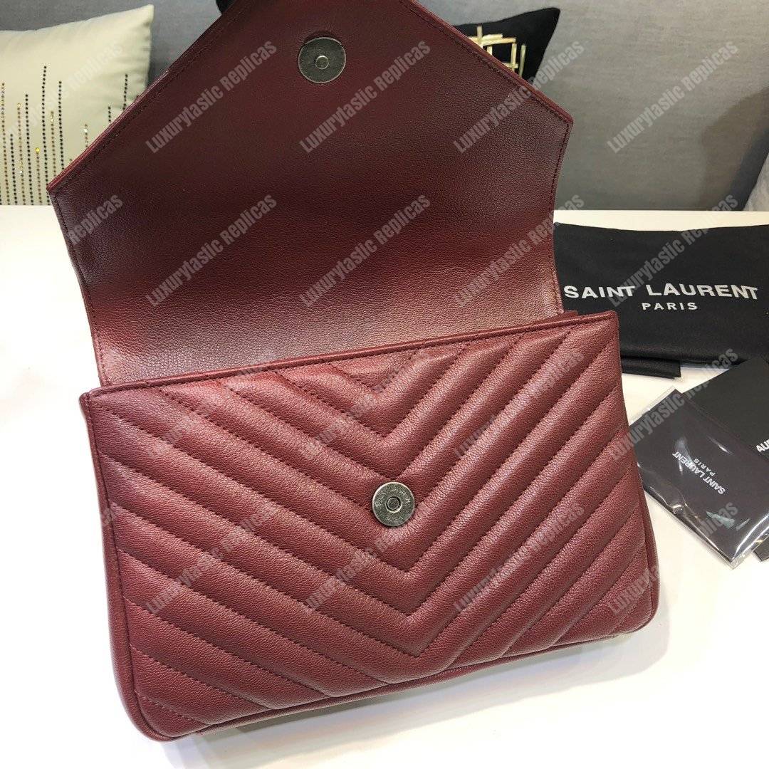 Saint Laurent Classic Medium College Monogram Dark Red Silver-Toned