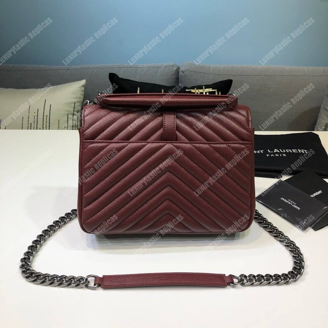 Saint Laurent Classic Medium College Monogram Dark Red Silver-Toned