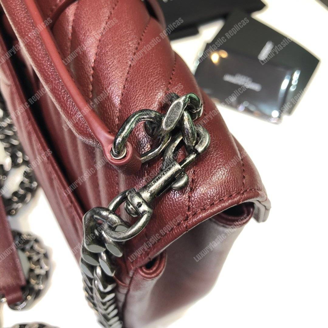 Saint Laurent Classic Medium College Monogram Dark Red Silver-Toned