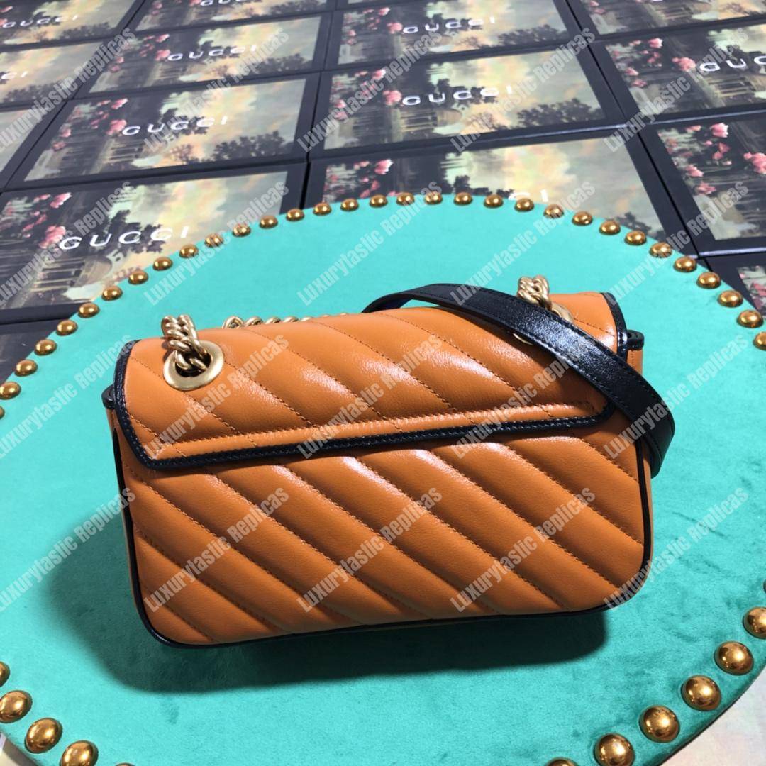 G*u*i gg marmont matelassé mini bag cognac