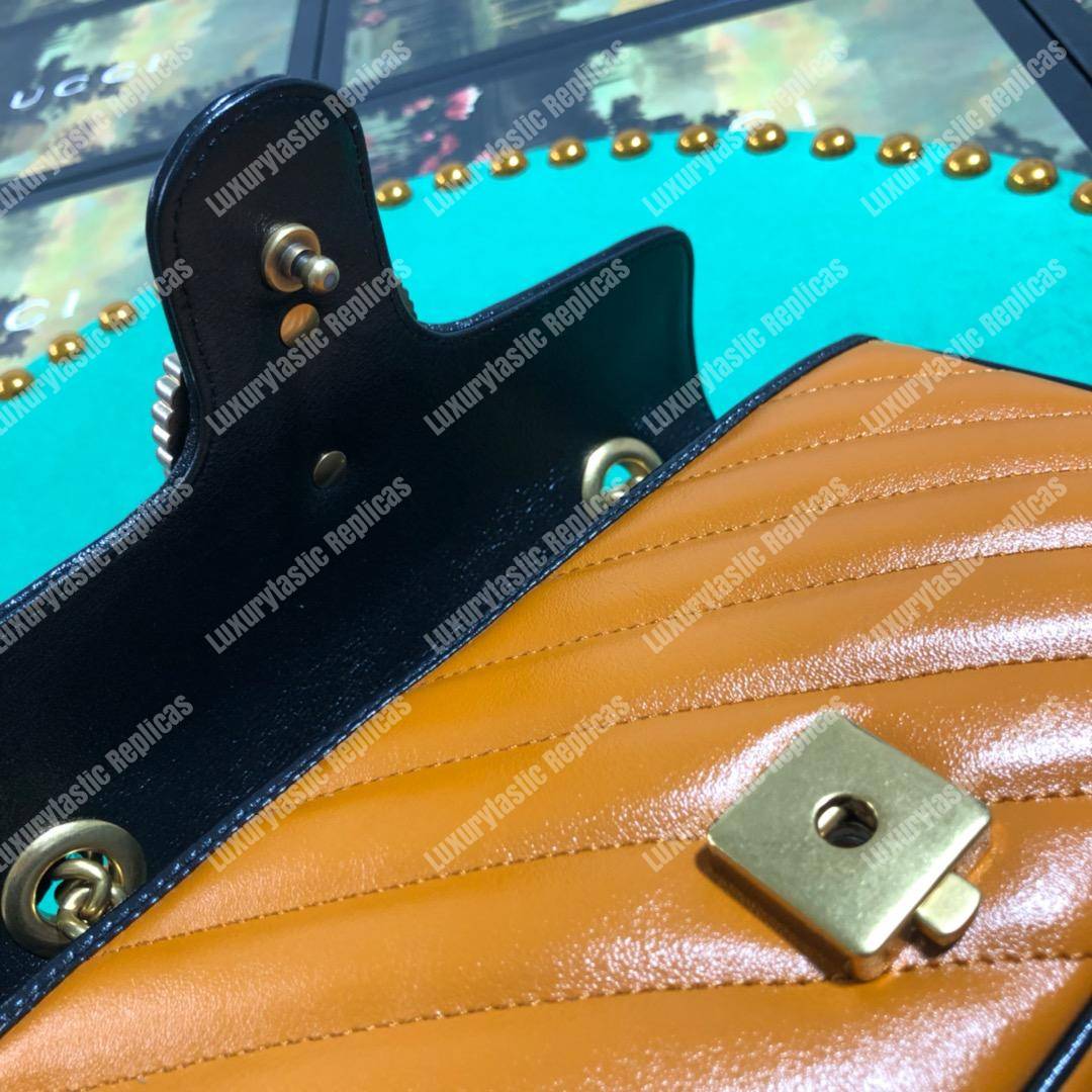 G*u*i gg marmont matelassé mini bag cognac