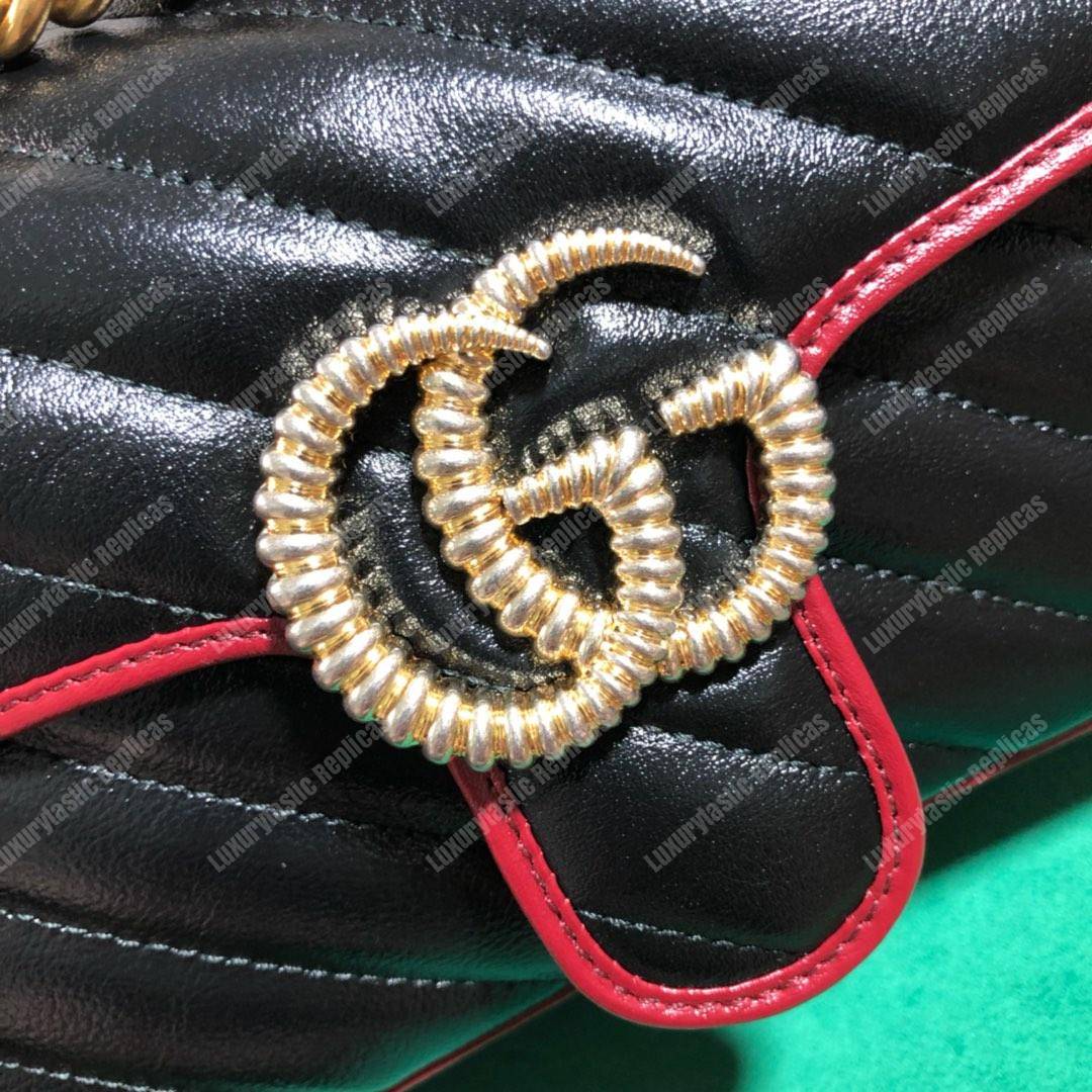 G*u*i gg marmont matelassé mini bag black cerise