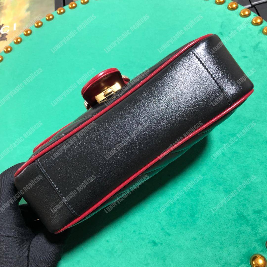 G*u*i gg marmont matelassé mini bag black cerise