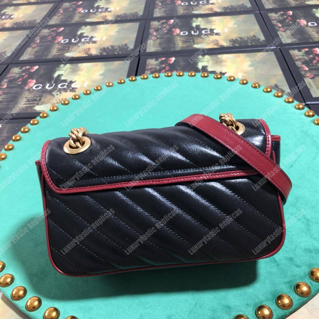 G*u*i gg marmont matelassé mini bag black cerise