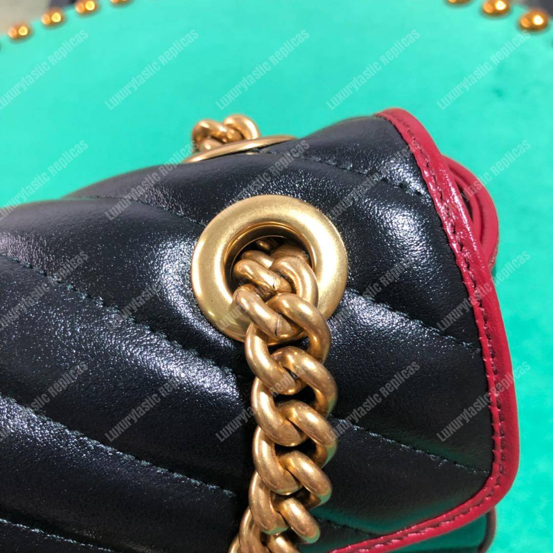 G*u*i gg marmont matelassé mini bag black cerise