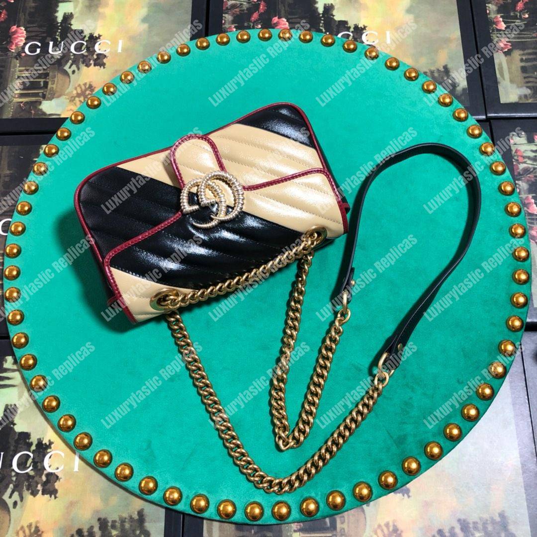 G*u*i gg marmont matelassé mini bag beige black cerise