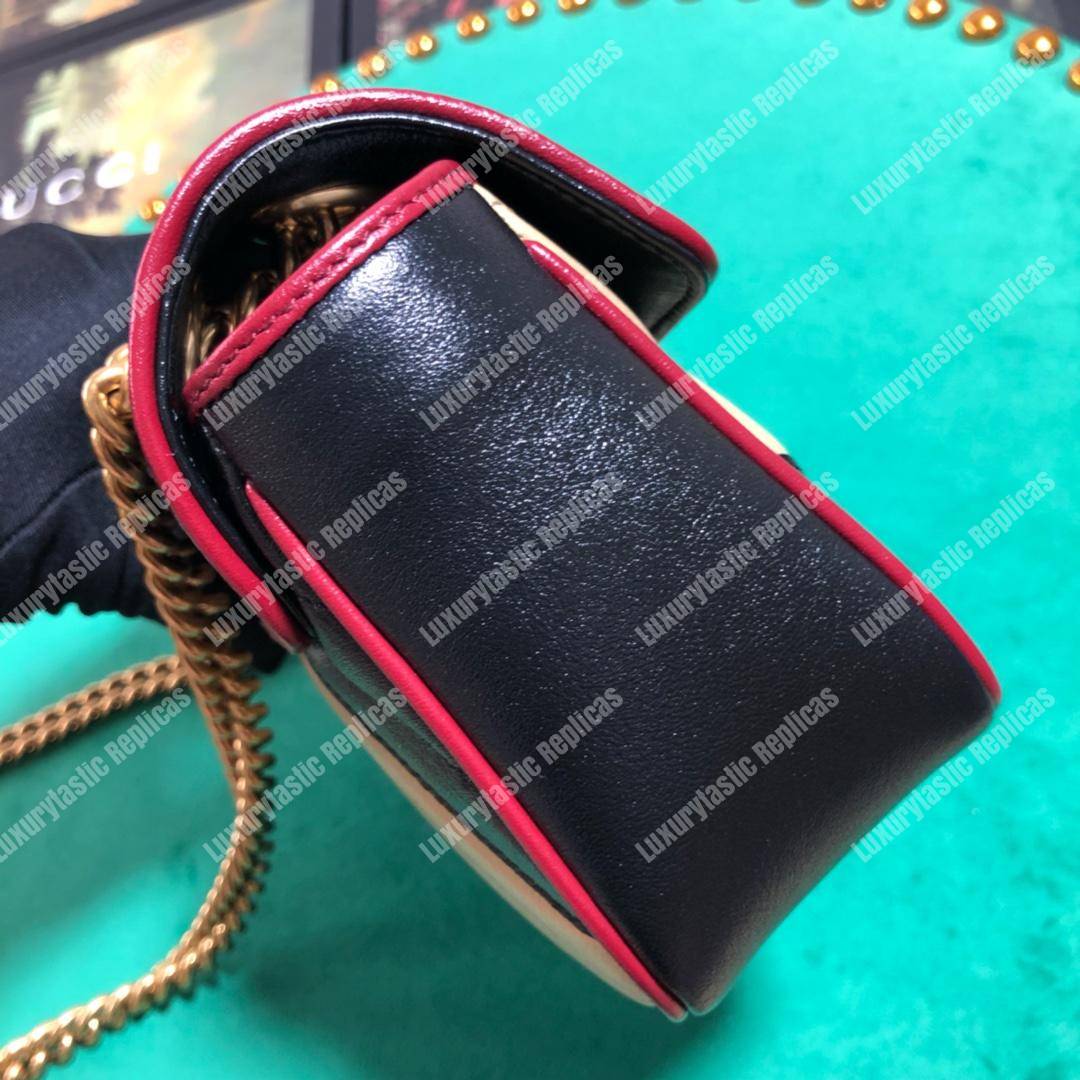 G*u*i gg marmont matelassé mini bag beige black cerise