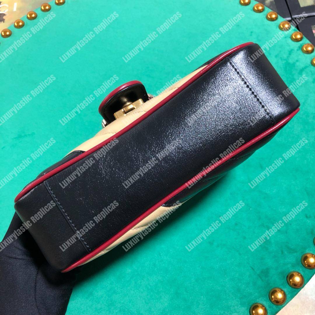 G*u*i gg marmont matelassé mini bag beige black cerise