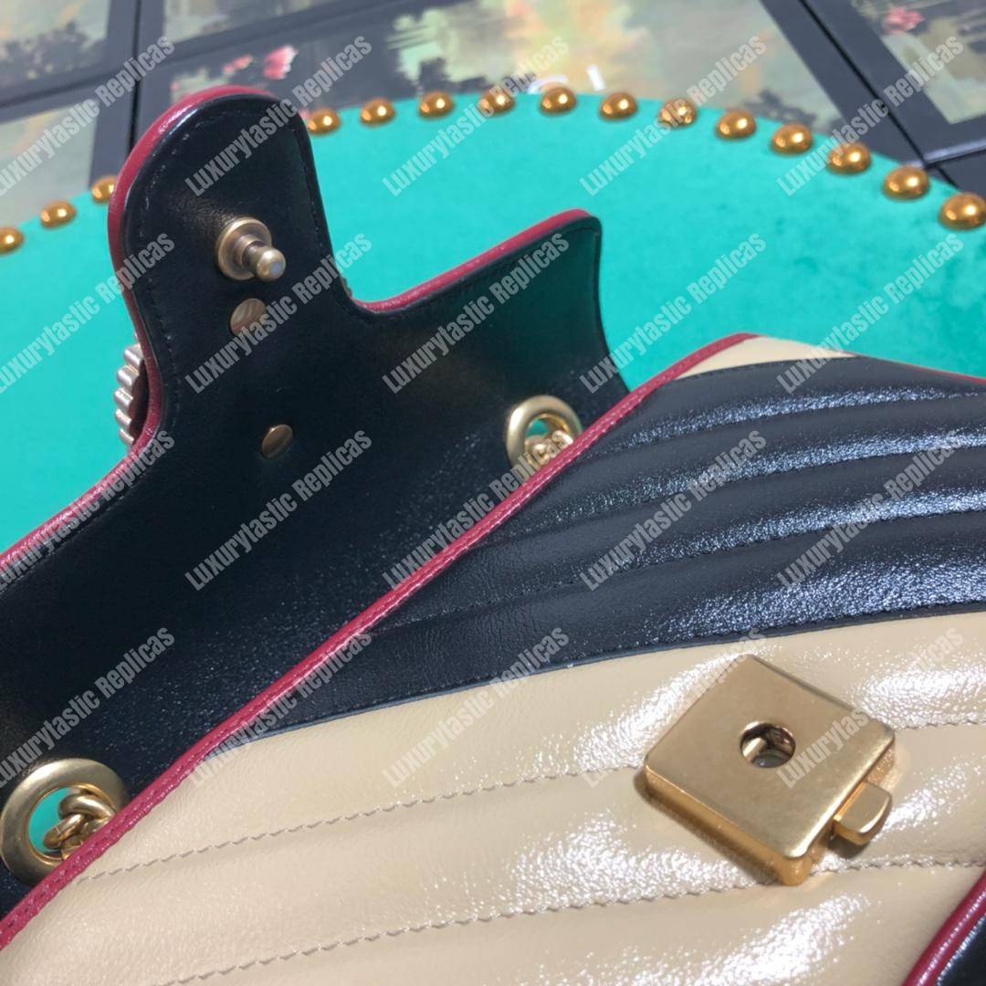 G*u*i gg marmont matelassé mini bag beige black cerise