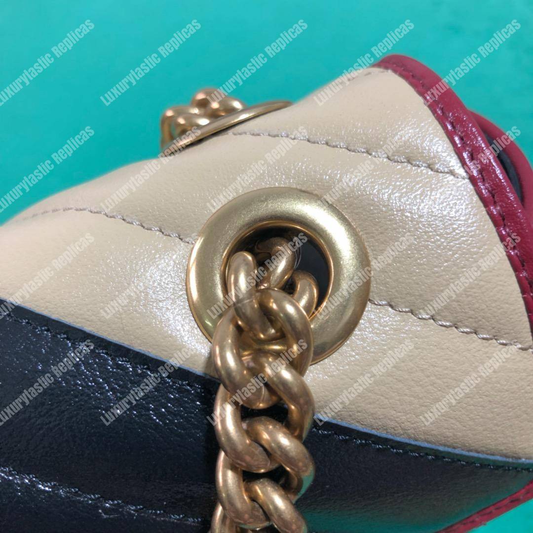 G*u*i gg marmont matelassé mini bag beige black cerise