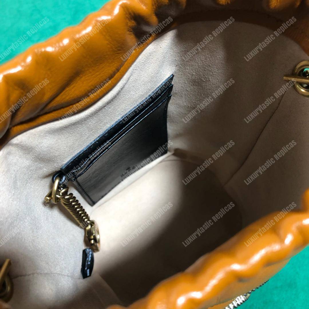 G*u*i gg marmont mini bucket bag cognac