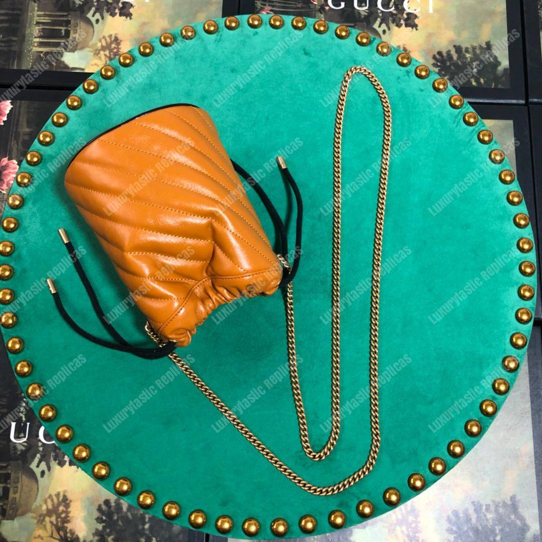 G*u*i gg marmont mini bucket bag cognac