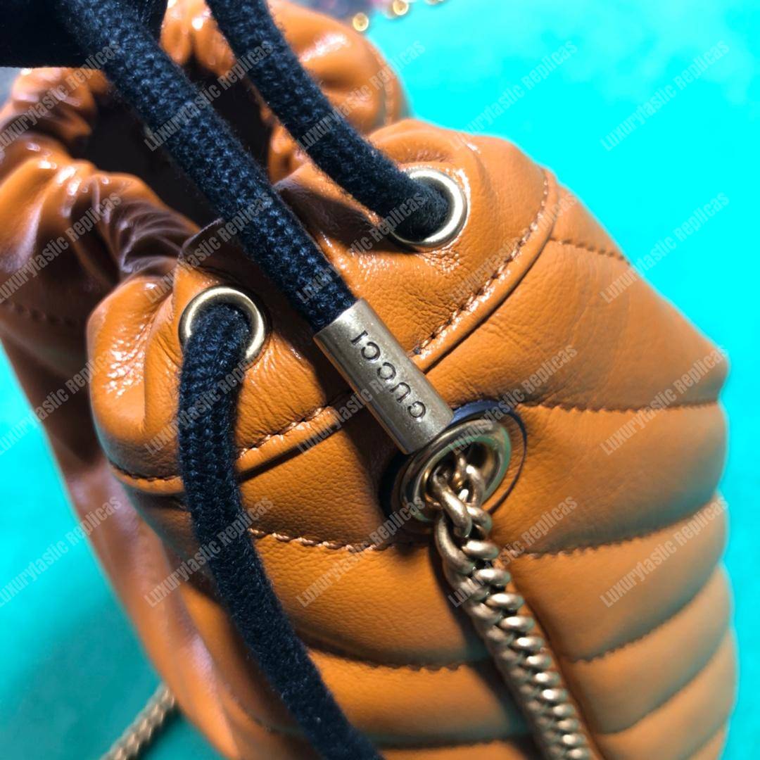 G*u*i gg marmont mini bucket bag cognac