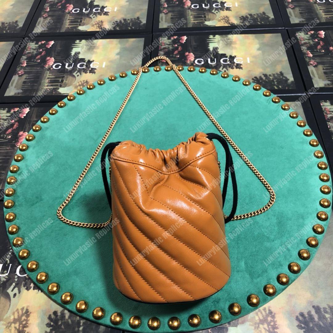 G*u*i gg marmont mini bucket bag cognac