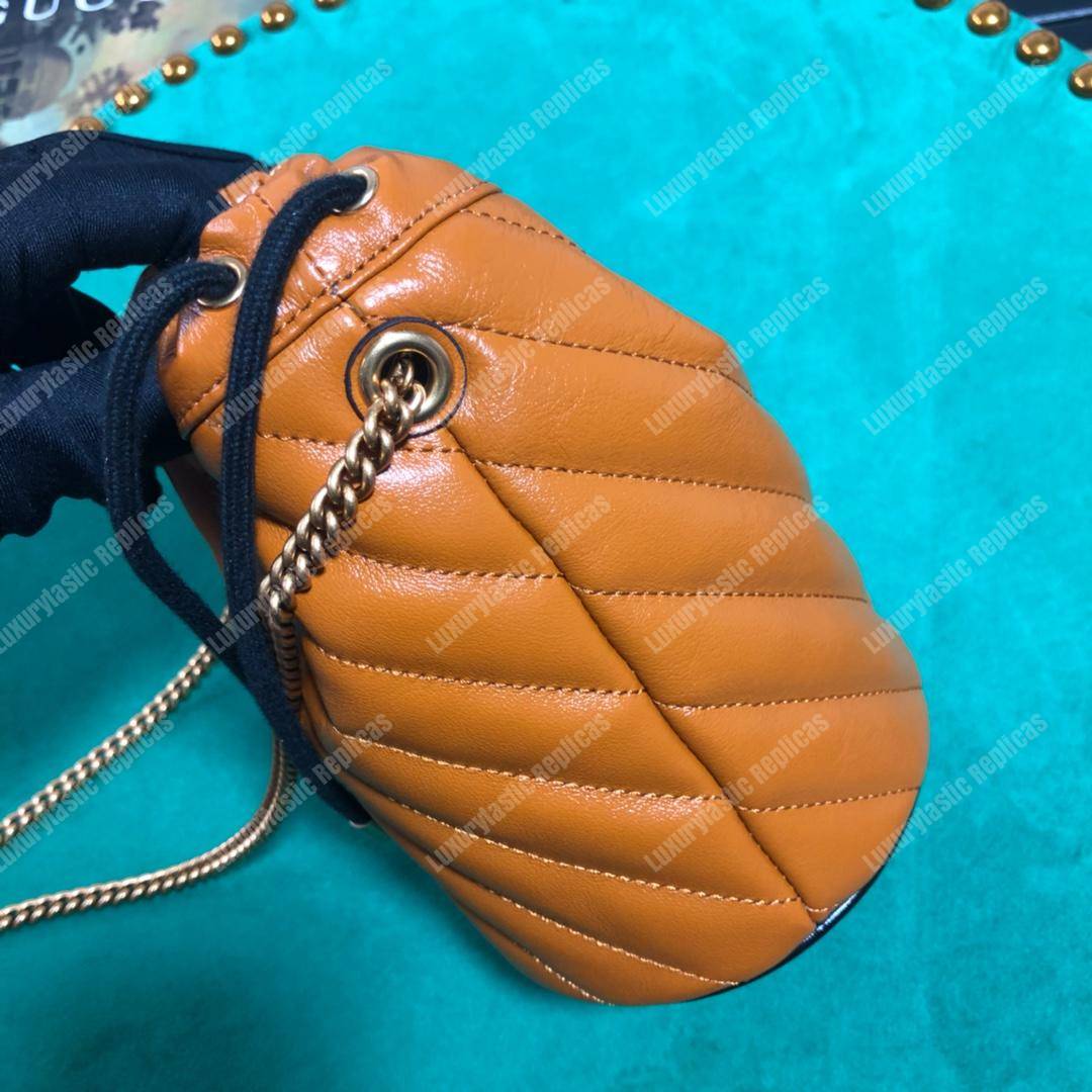G*u*i gg marmont mini bucket bag cognac