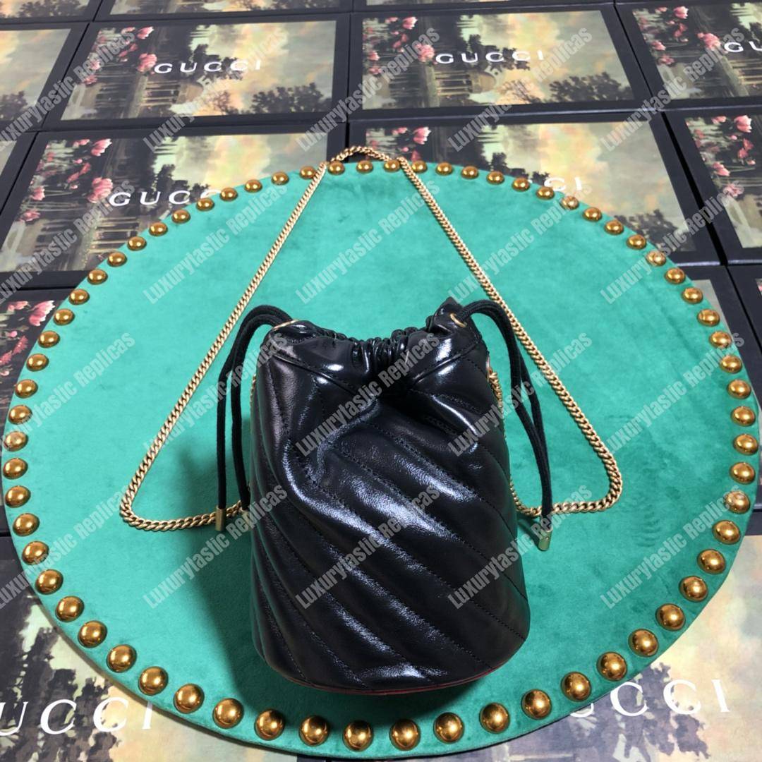 G*u*i gg marmont mini bucket bag black cerise