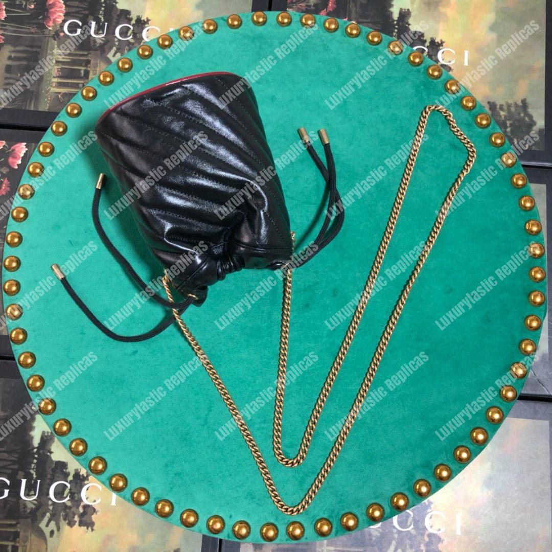 G*u*i gg marmont mini bucket bag black cerise