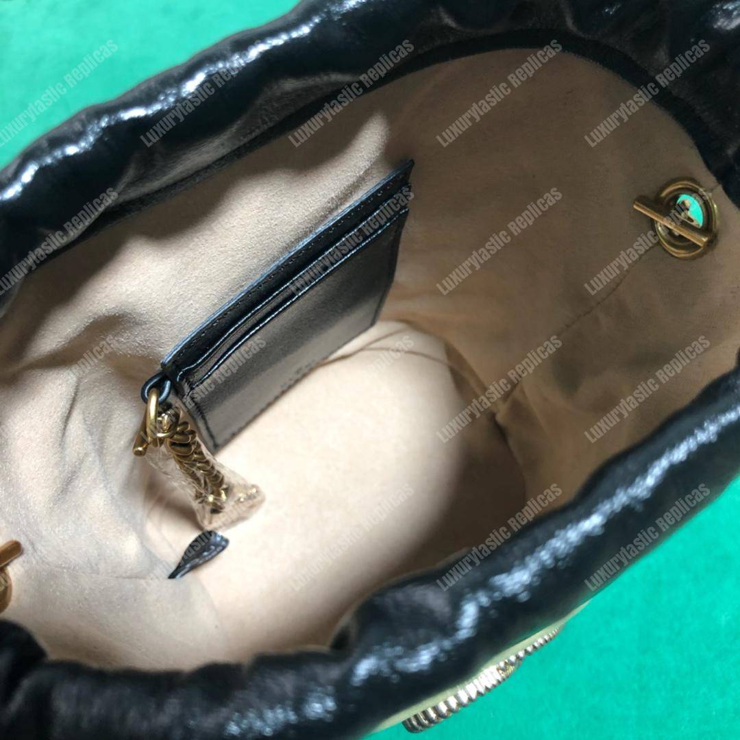 G*u*i gg marmont mini bucket bag black beige