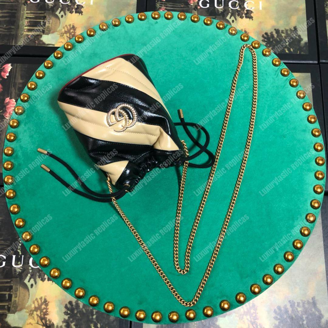 G*u*i gg marmont mini bucket bag black beige