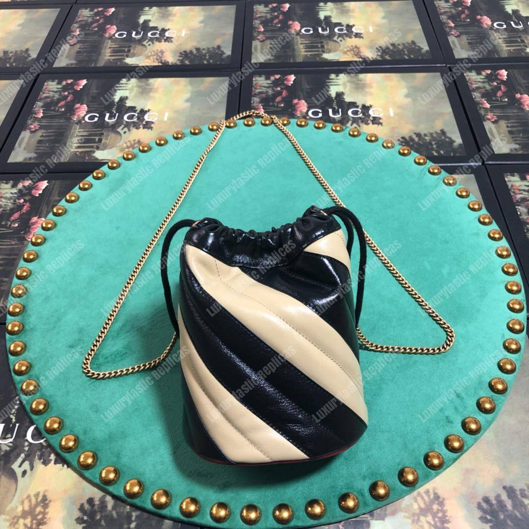 G*u*i gg marmont mini bucket bag black beige