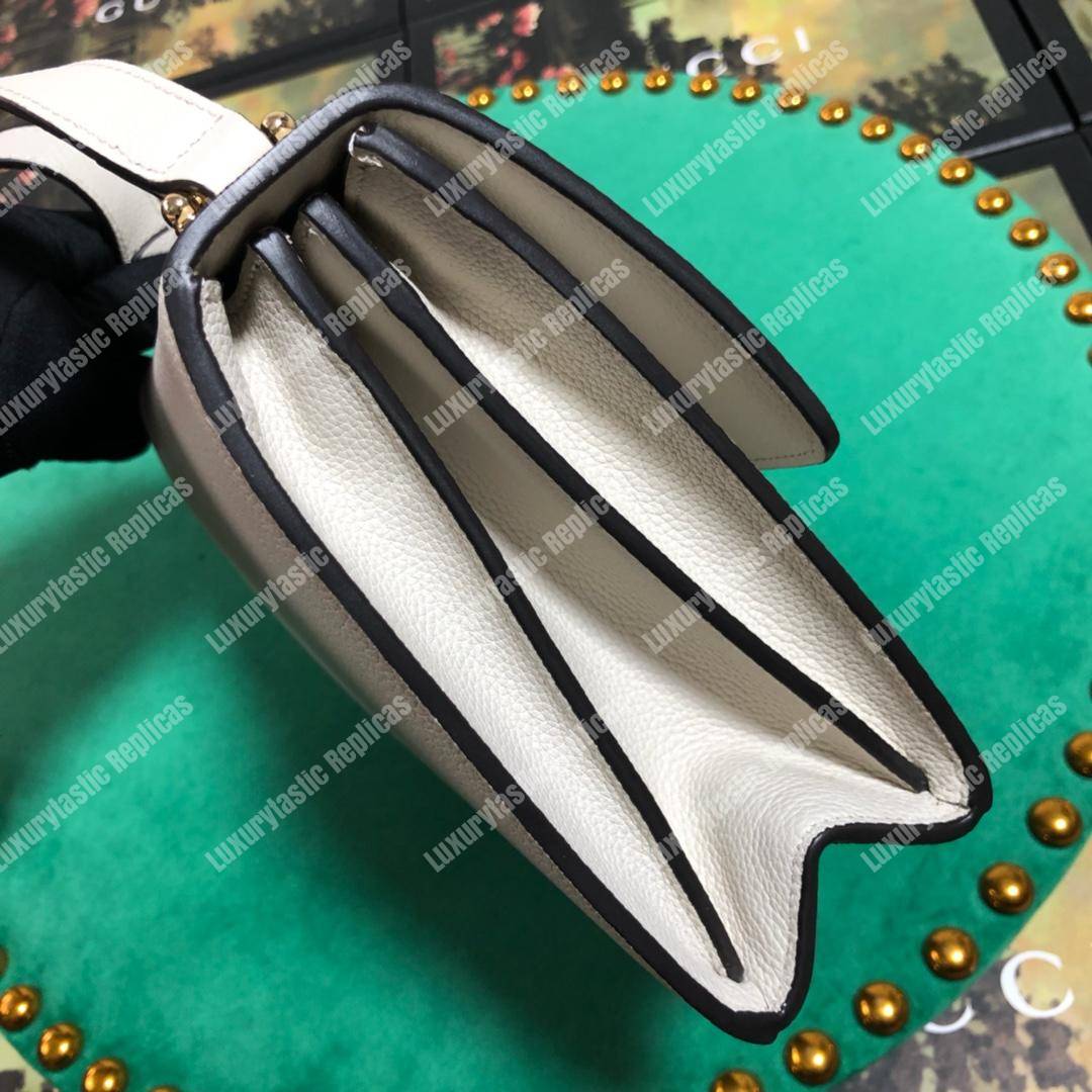 G*u*i zumi grainy leather small shoulder bag white