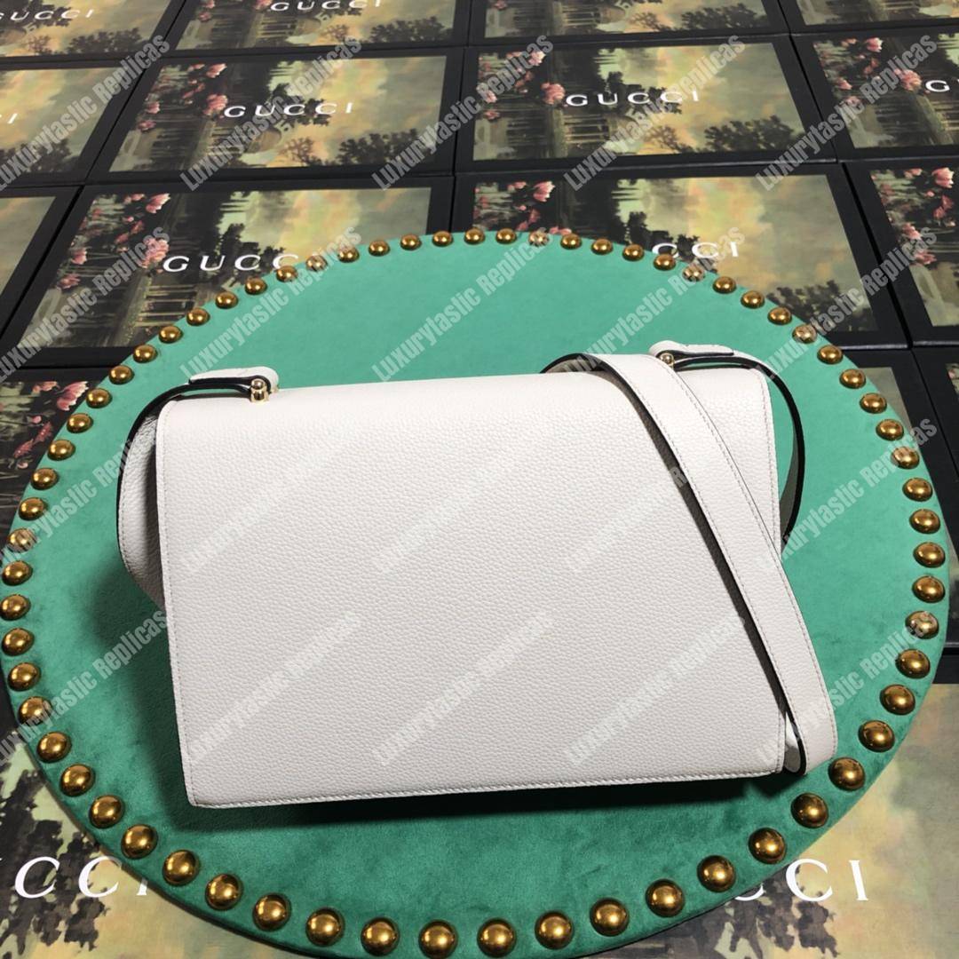 G*u*i zumi grainy leather small shoulder bag white