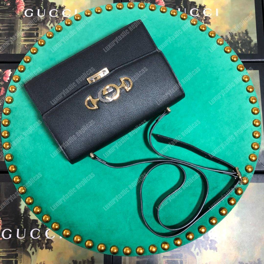 G*u*i zumi grainy leather small shoulder bag black