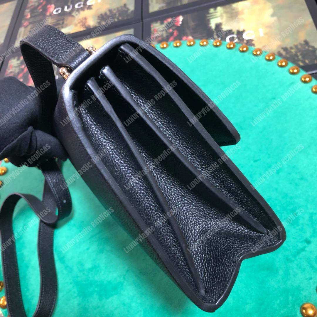 G*u*i zumi grainy leather small shoulder bag black