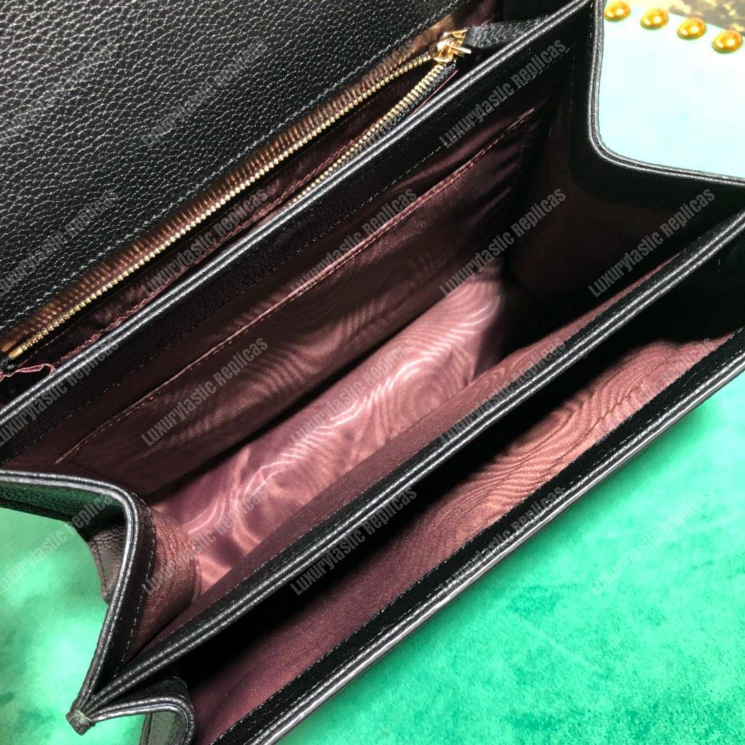 G*u*i zumi grainy leather small shoulder bag black