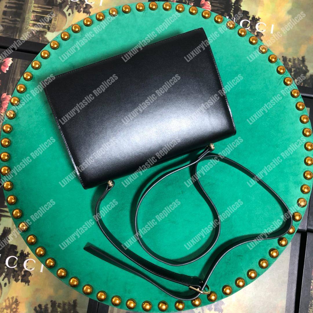 G*u*i zumi smooth leather small shoulder bag black