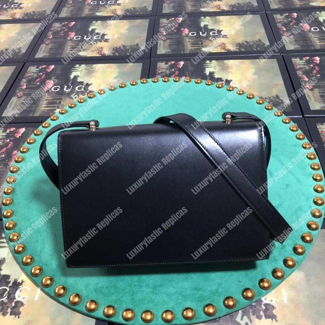 G*u*i zumi smooth leather small shoulder bag black